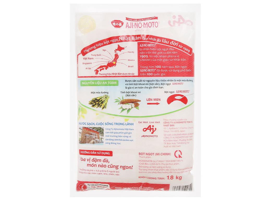 Bột ngọt Ajinomoto  bịch 1,8kg Thùng 10 bịch